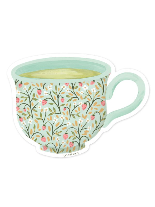 Strawberry Meadow Teacup Decal Sticker, 1 of 2
