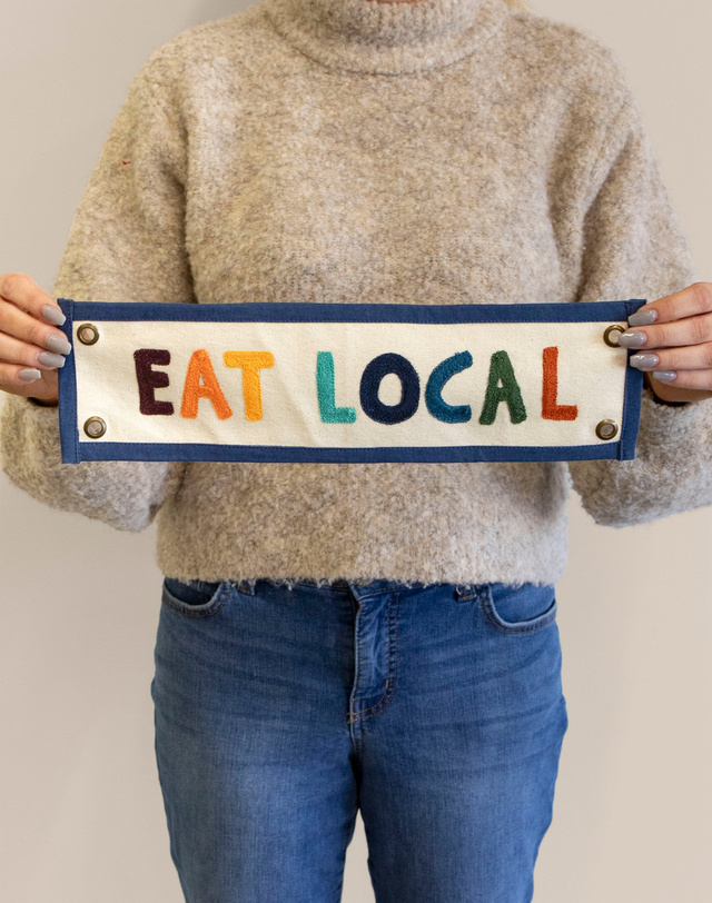 Eat Local Embroidered Canvas Banner, 1 of 3