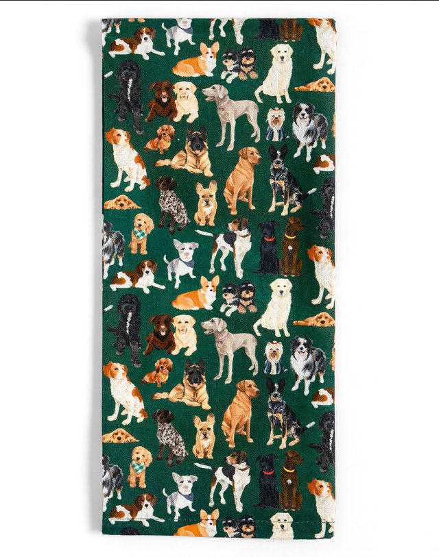 Furry Friends Dogs Green Kitchen Towel, 3 of 3
