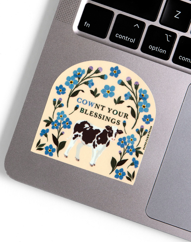 Cownt Your Blessings Cow Decal Sticker, 3 of 3