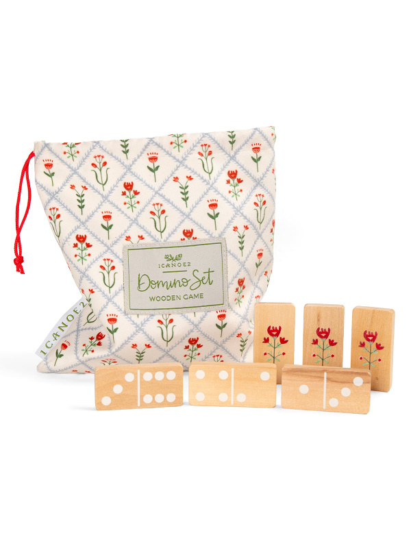 Scandinavian Floral Diamond Wooden Domino Game Set, 2 of 6