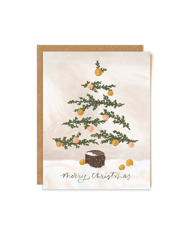 Christmas Tree Tan Greeting Card, 1 of 1