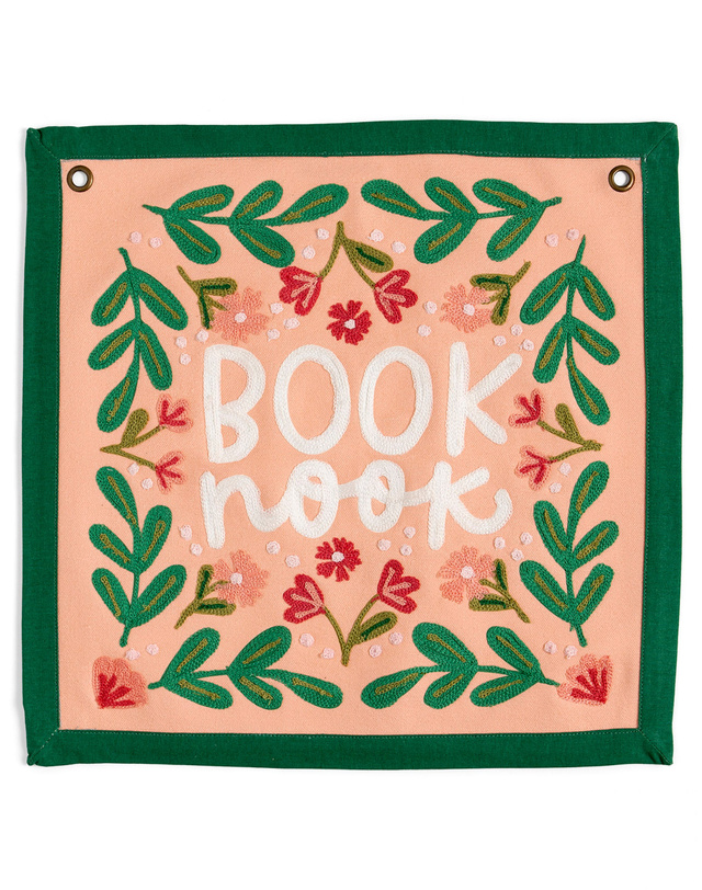 Book Nook Embroidered Canvas Banner, 2 of 4