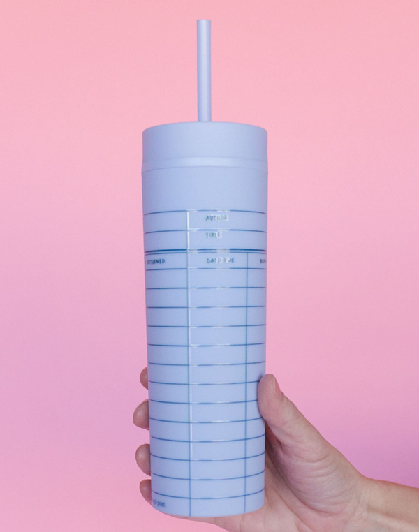 Library Card 16oz Skinny Acrylic Tumbler - Sky Blue, 1 of 4
