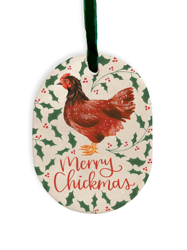 Merry Chickmas Chicken Christmas Ornament, 1 of 1