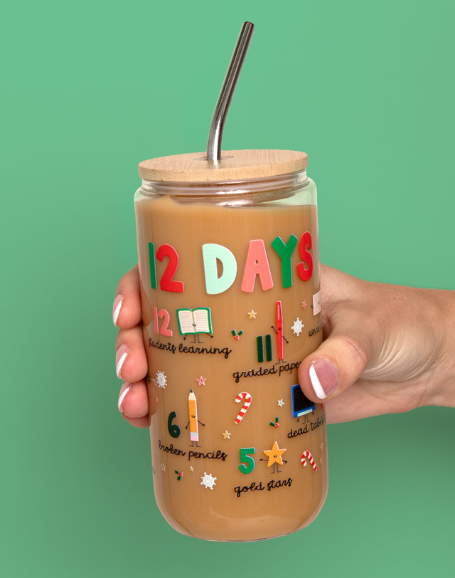 12 Days Of Teaching Christmas Glass Can, 1 of 3