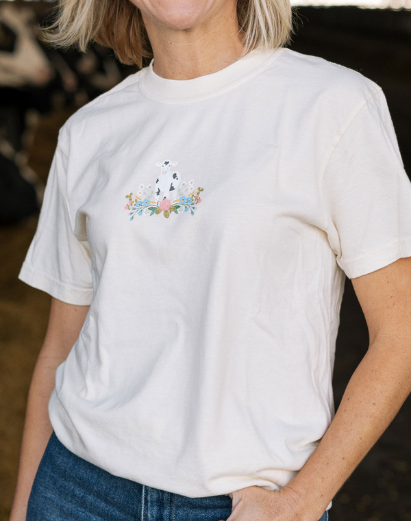 Cows & Flowers Tee - Ivory, 2 of 4