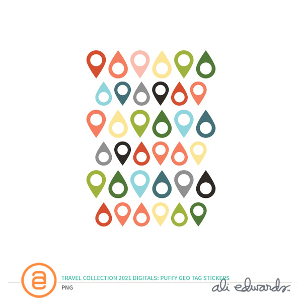 Travel Collection 2021 Digital Geo Tag Puffy Sticker Sheet, 1 of 1