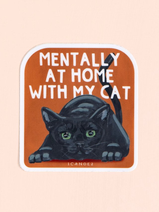 Mentally At Home With My Cat Decal Sticker, 1 of 3
