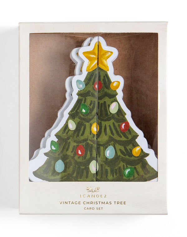 Vintage Christmas Tree Accordion Greeting Card Boxed Set, 3 of 3