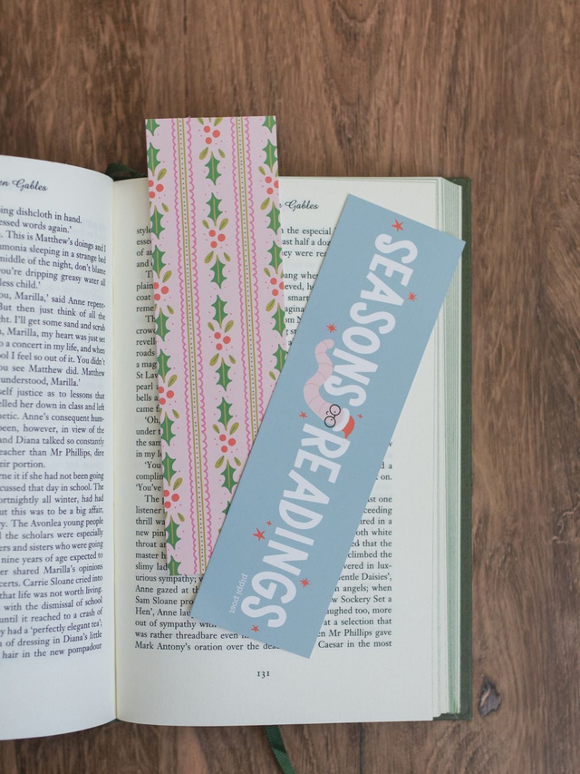 Seasons Readings Bookworm Christmas Bookmark Set, 1 of 2