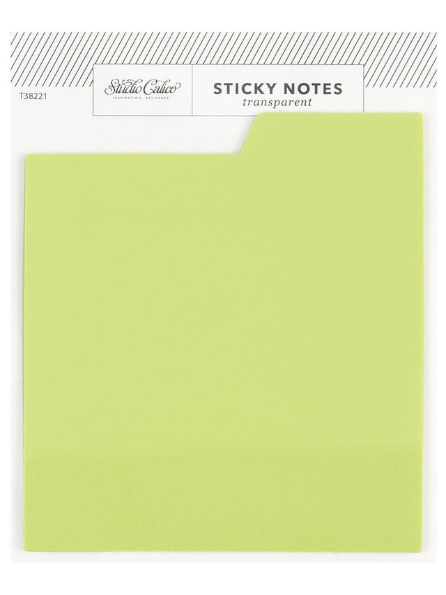Tabbed Transparent Sticky Notes - Green, 1 of 4