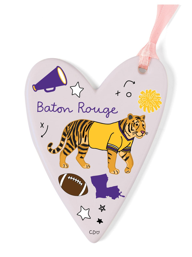 Baton Rouge Football Game Day Ceramic Christmas Ornament, 1 of 2