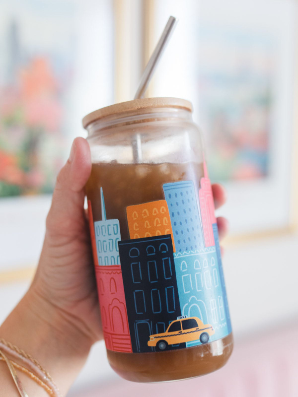 City Skyline & Taxi Cab Glass Can, 2 of 5