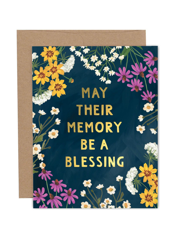 May Their Memory be a Blessing Floral Sympathy Greeting Card, 1 of 1