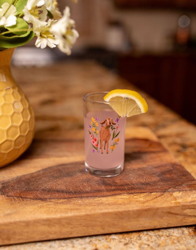 Brown Goat Folk Floral Mini Juice Glass, 3 of 6