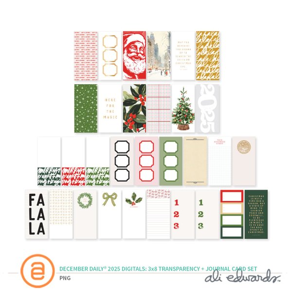 December Daily® 2025 Digital 3×8 Transparency & Cardstock Journal Card Set, 1 of 1