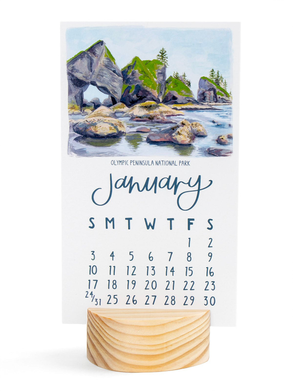 National Parks 2027 Mini Desk Calendar + Wooden Block, 1 of 8