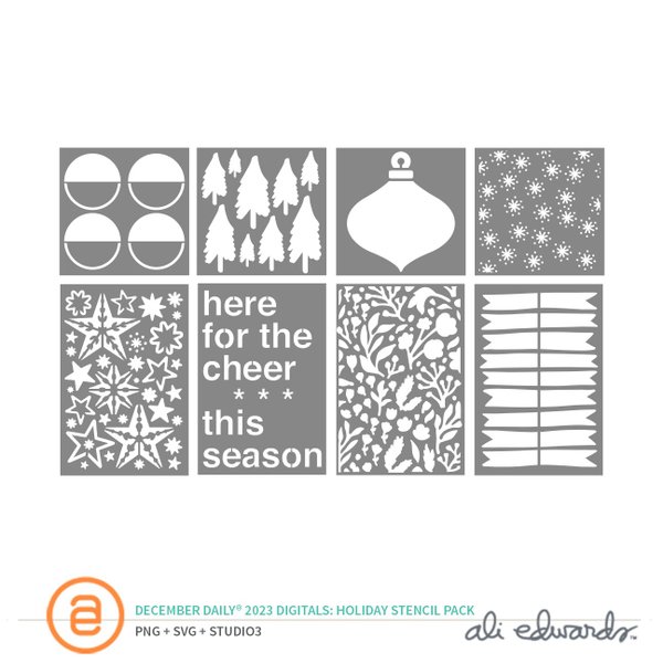 December Daily® 2023 Digital Holiday Stencil Pack, 1 of 1