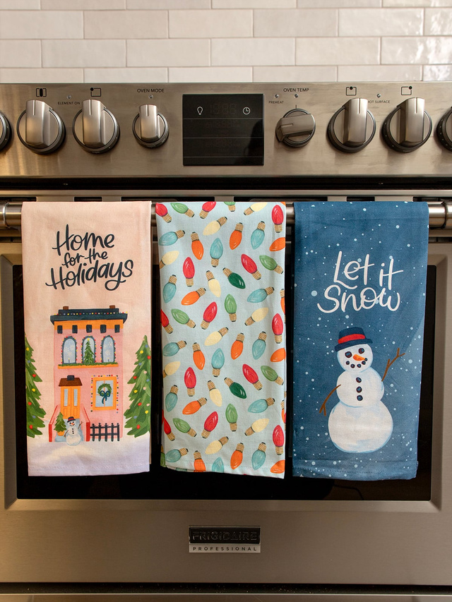 Let It Snow Snowman Kitchen Tea Towel, 4 of 5