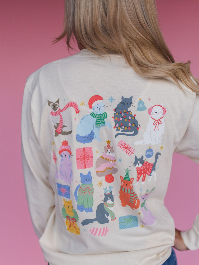 Christmas Cats Long-Sleeve Tee - Ivory, 2 of 6