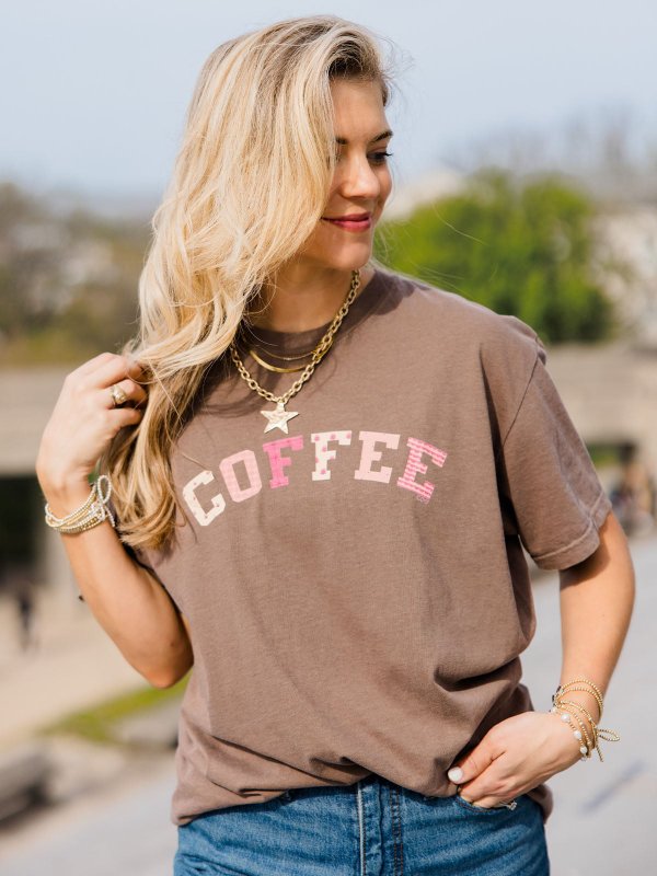 Coffee Quilted Letters Tee - Espresso, 2 of 4