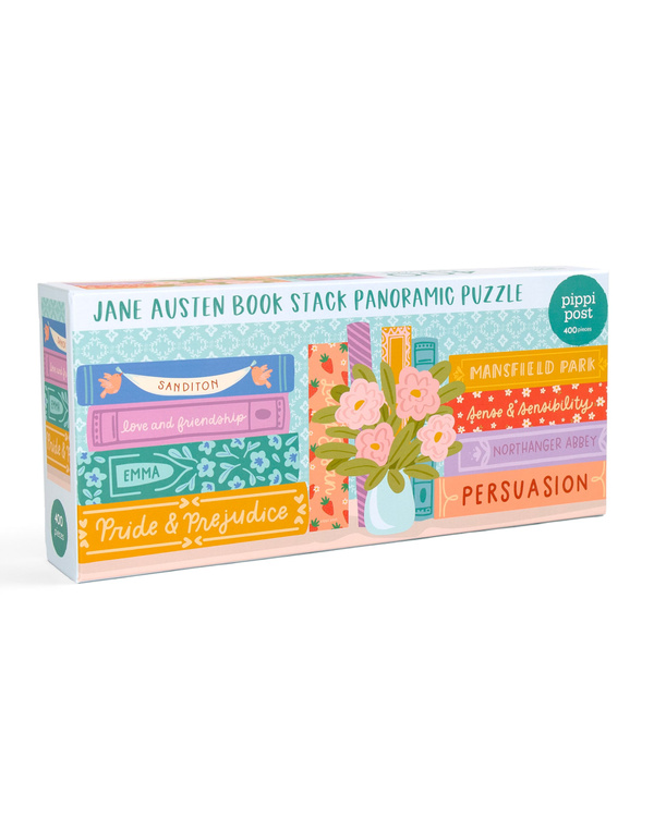 Jane Austen Book Stack - 400 Piece Panoramic Jigsaw Puzzle, 1 of 8
