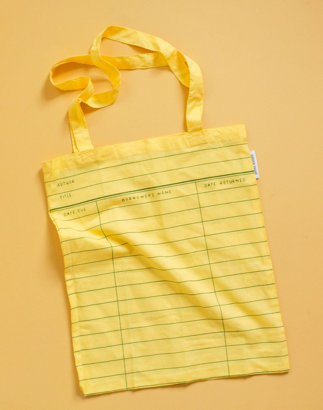 Yellow Library Card Lightweight Foldable Tote Bag, 4 of 6