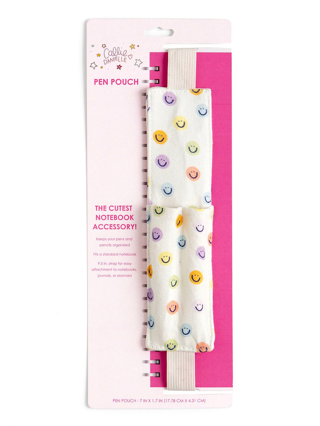 Smiley Faces Pen Pouch – Elastic Notebook Pen Holder, 3 of 3