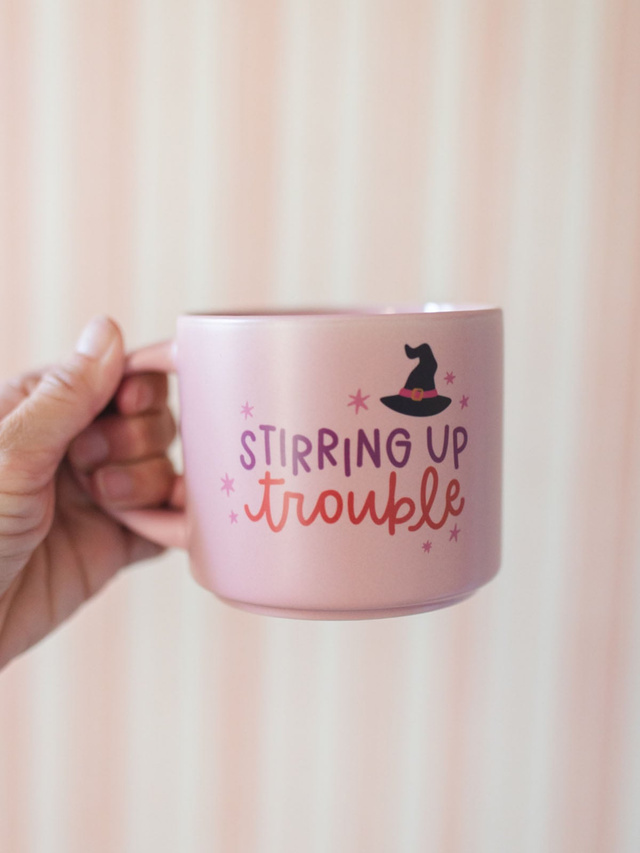 Stirring Up Trouble Halloween Witch Large Ceramic Coffee Mug, 1 of 5