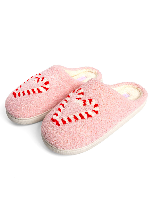 Candy Cane Hearts Women’s Plush House Slippers, 4 of 5