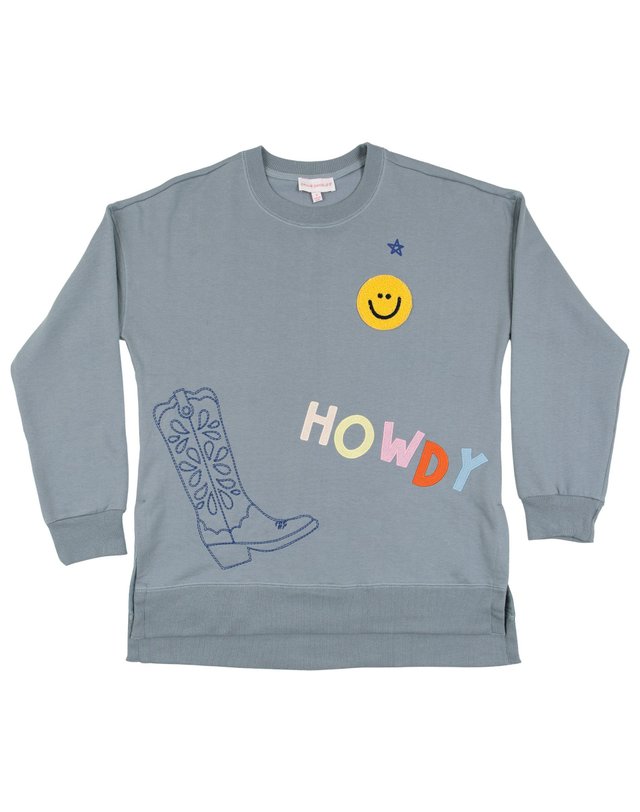 Howdy Cowgirl Boots - Callie Tunic Sweatshirt - Dusty Blue, 4 of 9