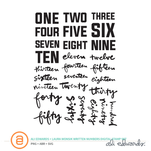 Written Numbers Digital Stamp Set by Ali Edwards and Laura Wonsik, 1 of 1