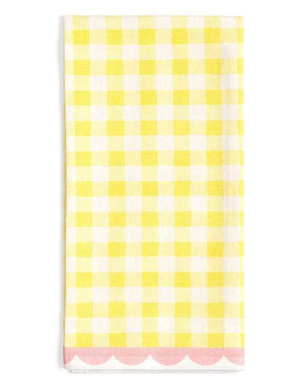 Yellow Gingham Scalloped Tea Towel, 1 of 11