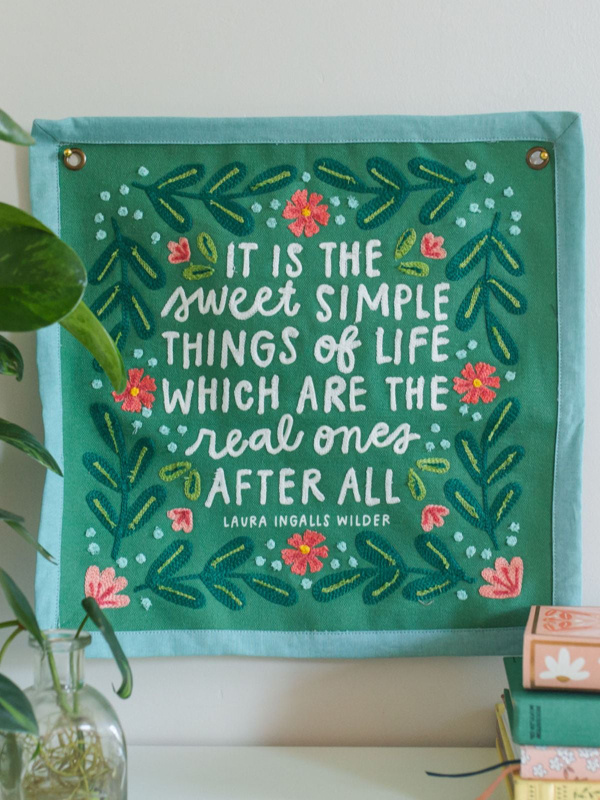 Sweet Simple Things of Life Embroidered Canvas Banner, 1 of 4