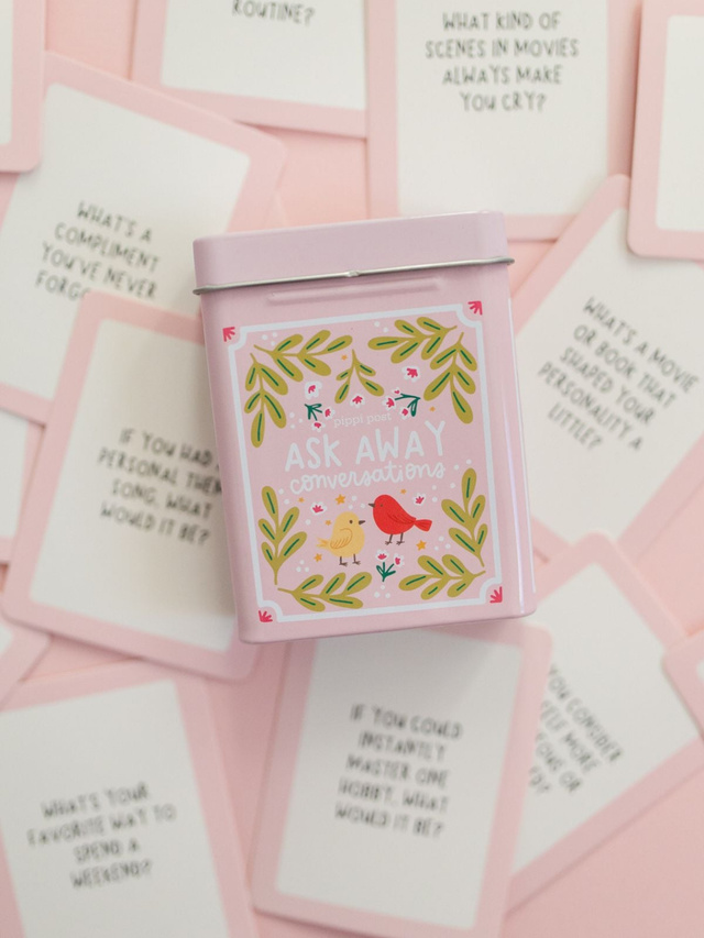 Ask Away Conversation Game - Deck of Cards + Storage Tin, 1 of 7