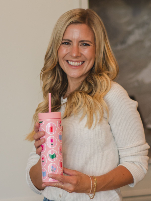 Book Lover Floral 16oz Skinny Acrylic Tumbler - Pink, 3 of 4