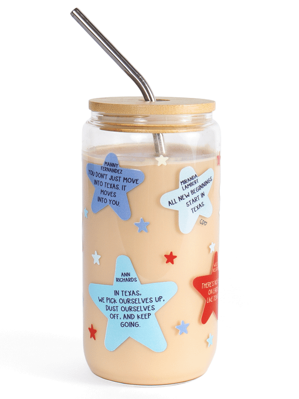 Texas Western Stars & Quotes Glass Can, 2 of 3