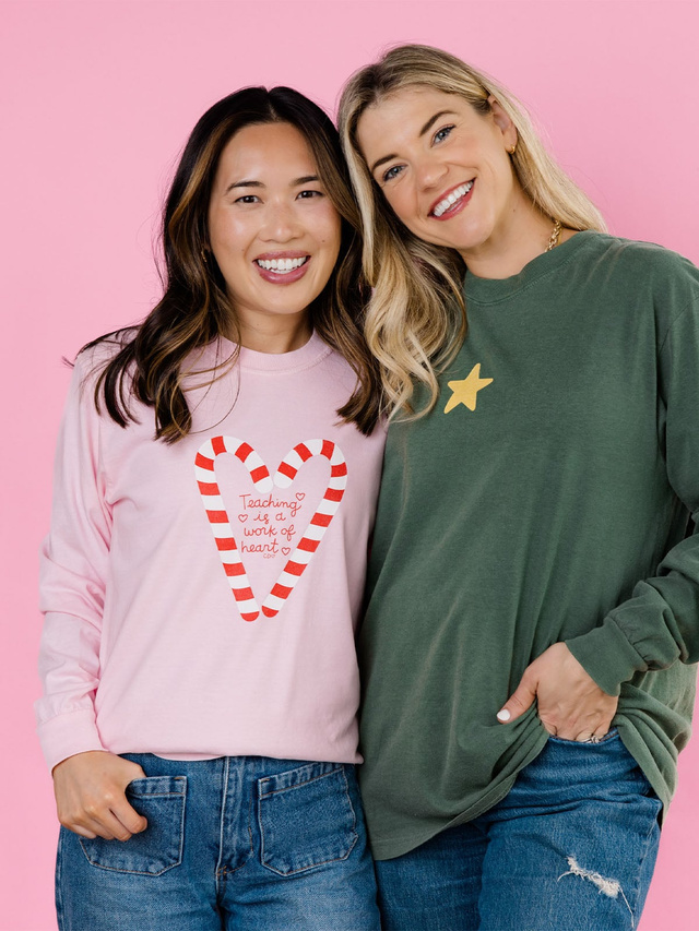 Teaching is a Work of Heart Candy Canes Long-Sleeve Tee, 3 of 4