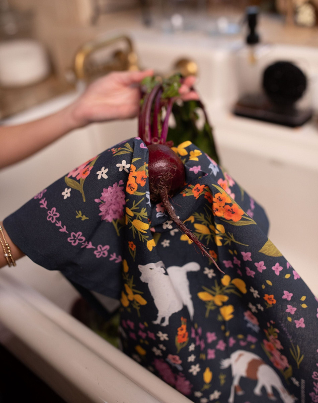 Goats Folk Floral Tea Towel, 2 of 7