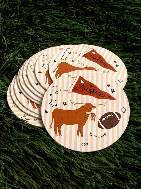 Austin Football Game Day Paper Coasters - Set of 10, 1 of 3