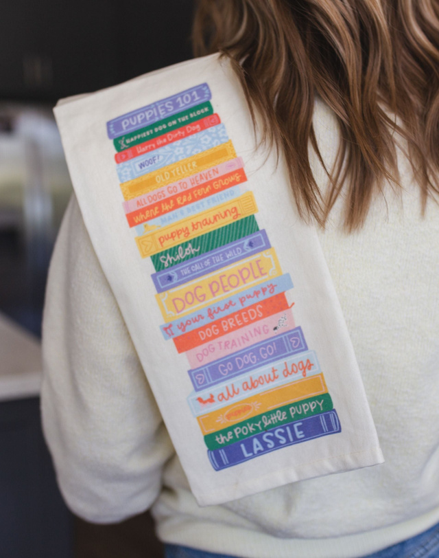 Dog Book Stack Tea Towel, 3 of 4