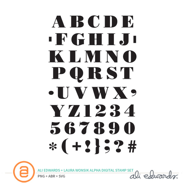Block Uppercase Alpha Digital Stamp Set by Ali Edwards and Laura Wonsik, 1 of 1
