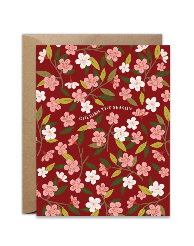 Cherish The Season Floral Greeting Card, 1 of 2