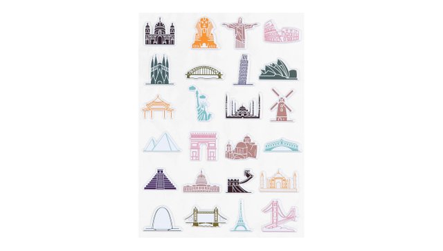World Icons Puffy Sticker Sheet, 1 of 2