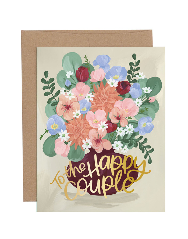 To The Happy Couple Wedding Engagement Floral Greeting Card, 1 of 2