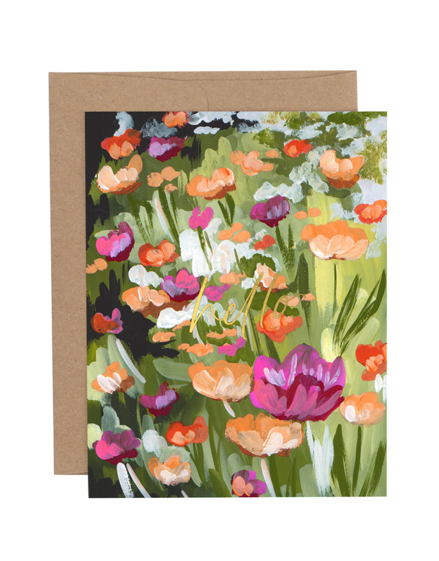 Poppy Field Hello Greeting Card, 1 of 1