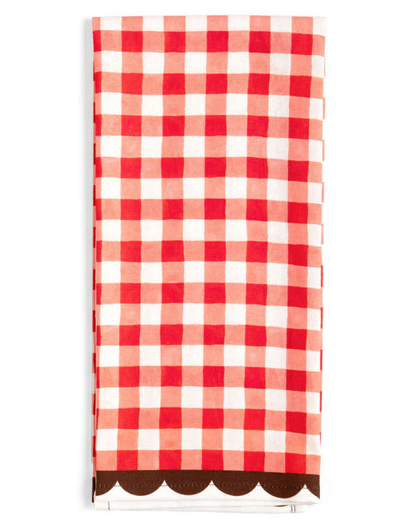 Red Gingham Scalloped Tea Towel, 1 of 13