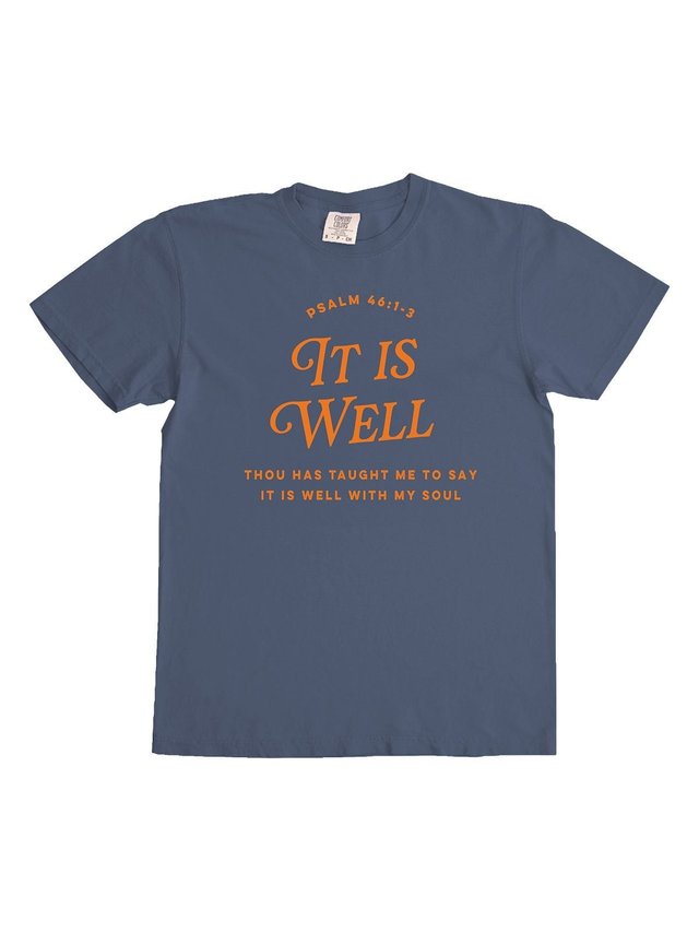 It Is Well With My Soul Faith Tee - Blue Jean, 6 of 6
