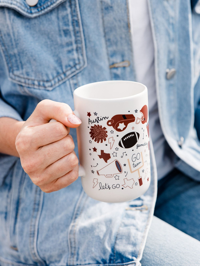 Austin Football Game Day Tall Ceramic Mug, 1 of 3